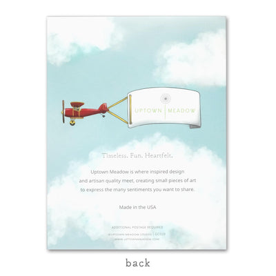 Uptown Meadow Biplane Birthday 3D Card back