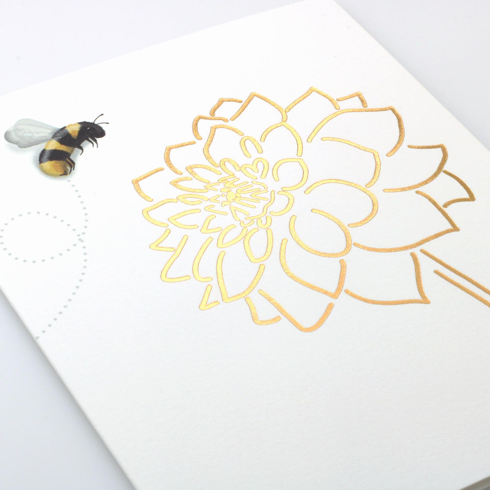 Uptown Meadow Gold Foil Bee Bloom Card detail