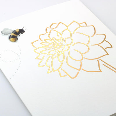 Uptown Meadow Gold Foil Bee Bloom Card detail