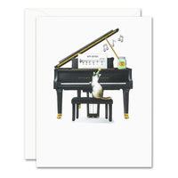 Uptown Meadow Cat Piano 3D Birthday Card