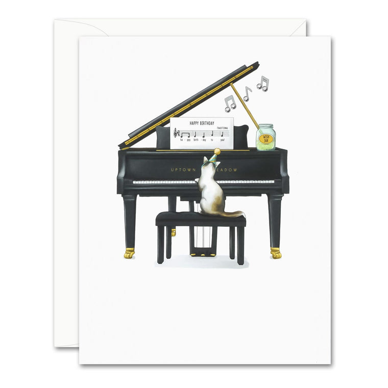 Cat Pianist Card