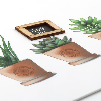 Uptown Meadow Succulent Thank you 3D Card detail