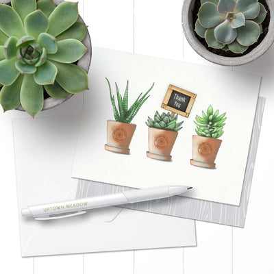 Uptown Meadow Succulent Thank you 3D Card scene