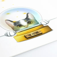 Uptown Meadow Cat Fortune 3D Card detail
