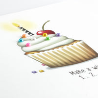 Uptown Meadow Cupcake Birthday 3D Card detail