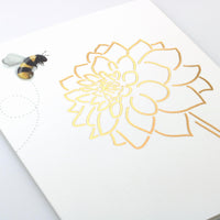 Uptown Meadow Gold Foil Bee Bloom Card detail