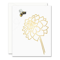 Uptown Meadow Gold Foil Bee Flower Card