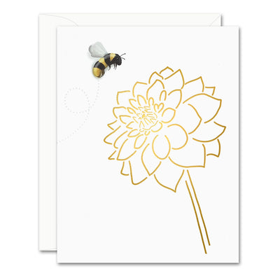 Uptown Meadow Gold Foil Bee Flower Card