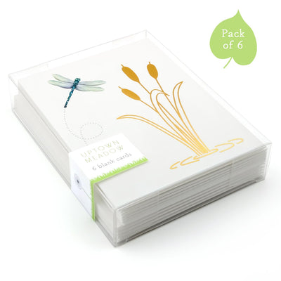 Uptown Meadow Gold Foil Dragonfly Cattails Card Pack