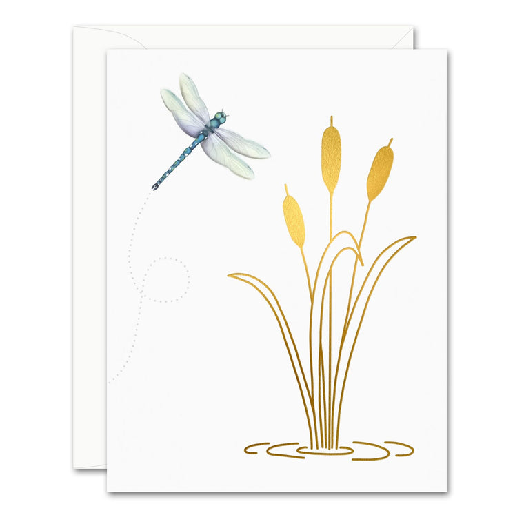 Dragonfly + Cattails Card