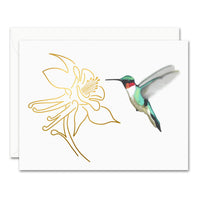 Uptown Meadow Gold Foil Hummingbird Bloom Card