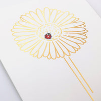 Uptown Meadow Gold Foil Ladybug Bloom Card detail