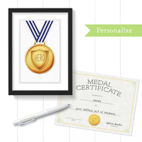 Uptown Meadow Hero Medal 3D Art Print and certificate