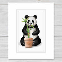 Uptown Meadow Panda Bamboo Fu Lu Shou 3D Art Print